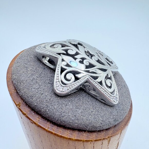 VTG Solid Sterling Silver 925 Scroll Design Star Pendant Size 1.25" Length - Picture 3 of 11